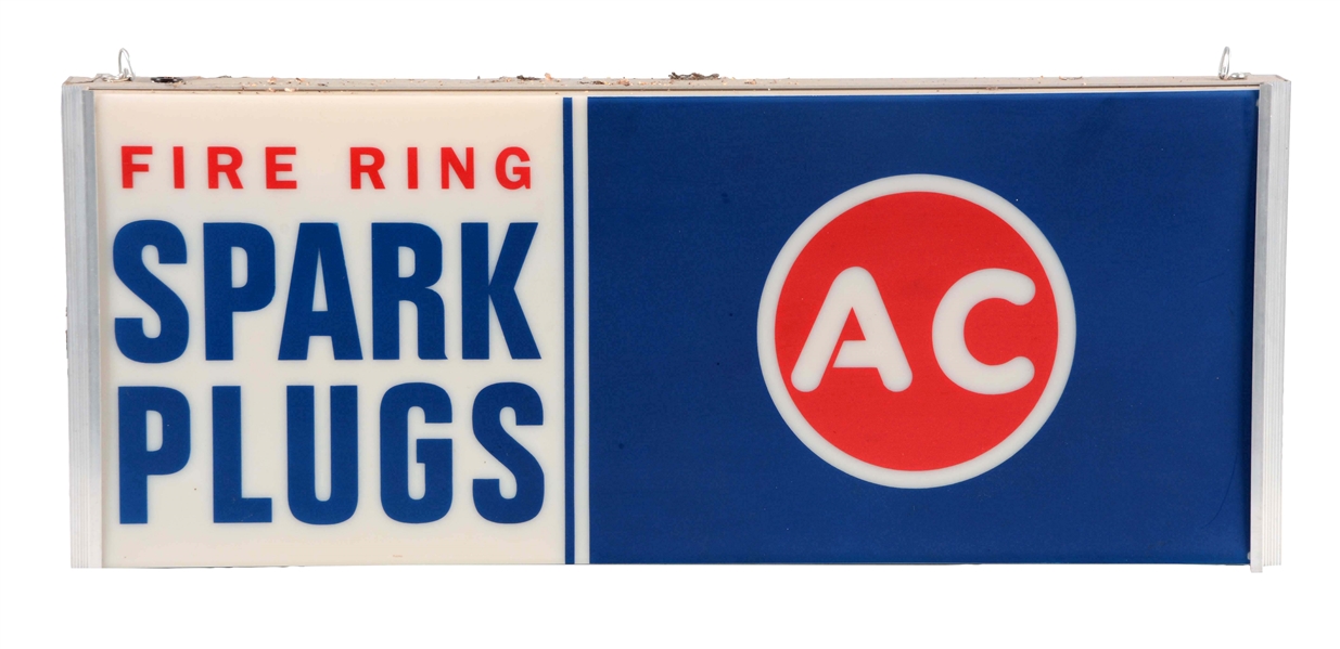 AC FIRE RING SPARK PLUGS LIGHT UP STORE DISPLAY SIGN.