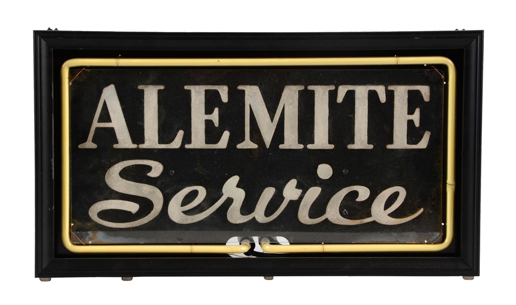ALEMITE SERVICE NEON COUNTER TOP STORE DISPLAY .