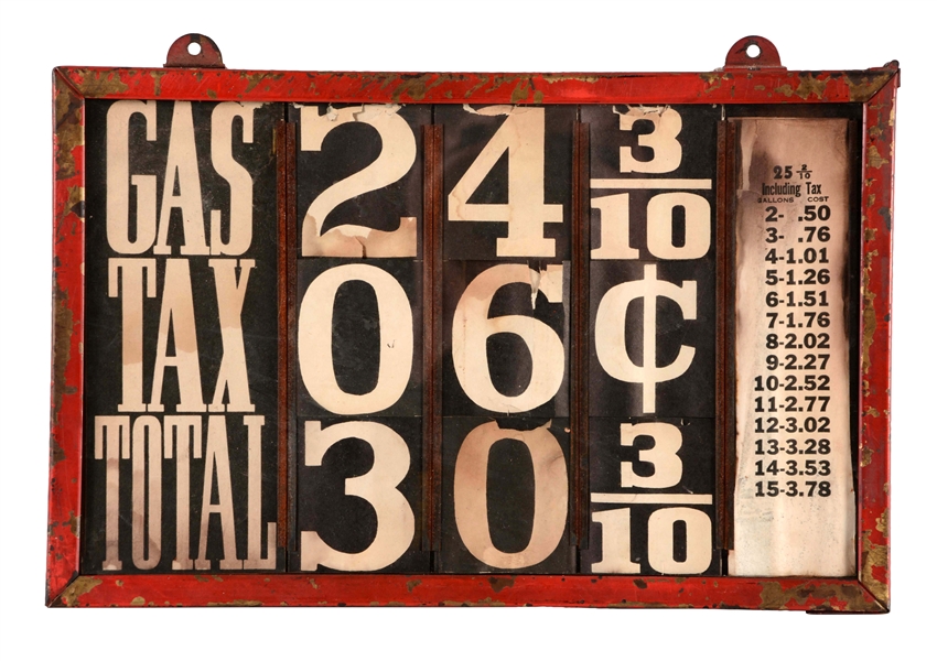 OVERSIZED GLASS & METAL GAS TAX TOTAL PRICER.