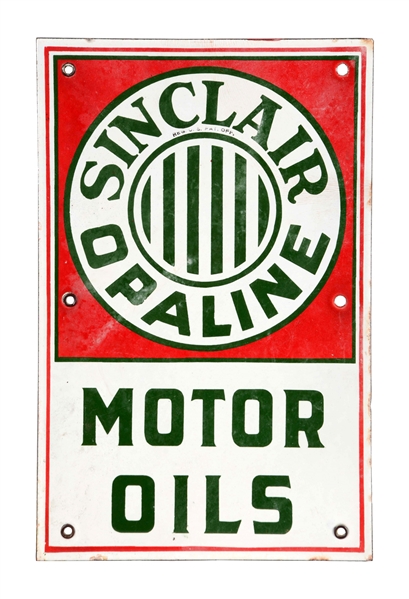 SINCLAIR OPALINE MOTOR OILS PORCELAIN LUBSTER CART SIGN.
