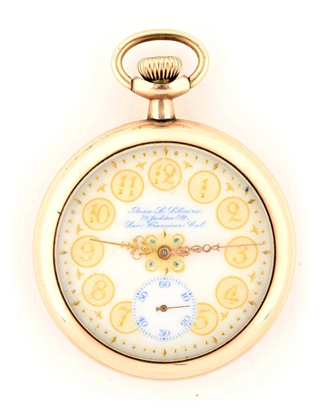 HAMILTON GOLD FILLED OPEN FACE POCKET WATCH.