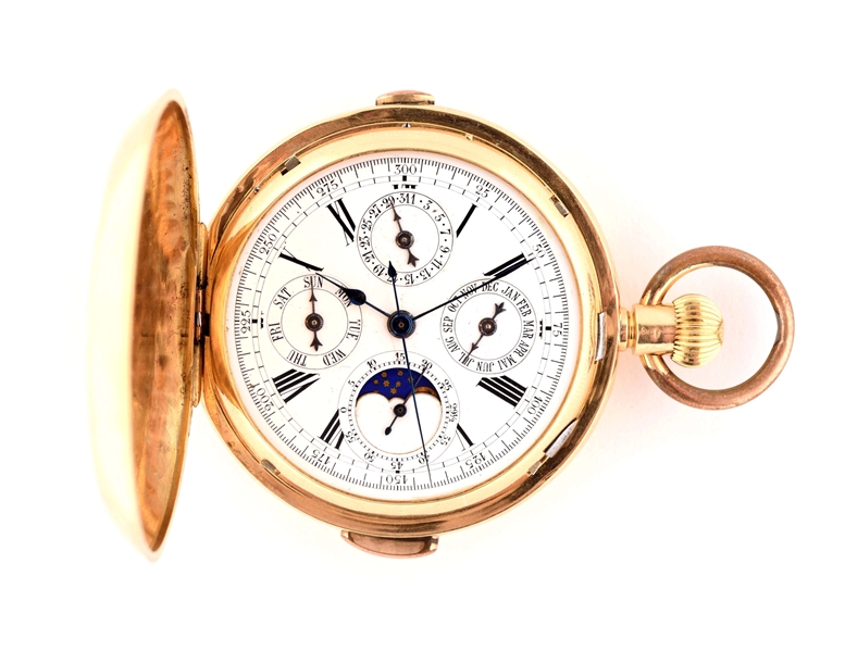 UNMARKED MOONPHASE REPEATER POCKET WATCH.