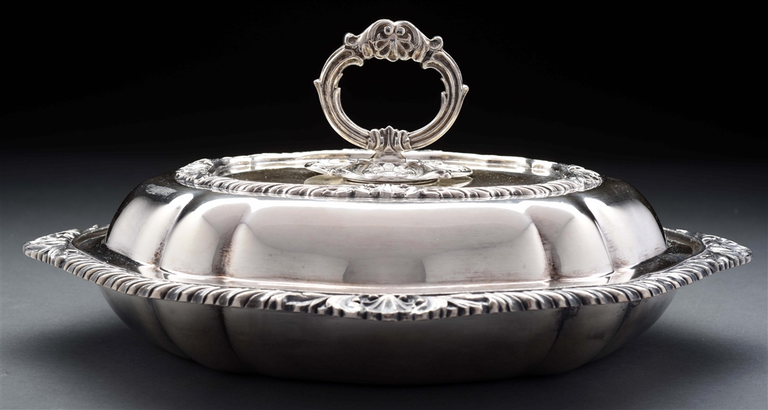 SILVER PLATED COVERED VEGETABLE DISH,