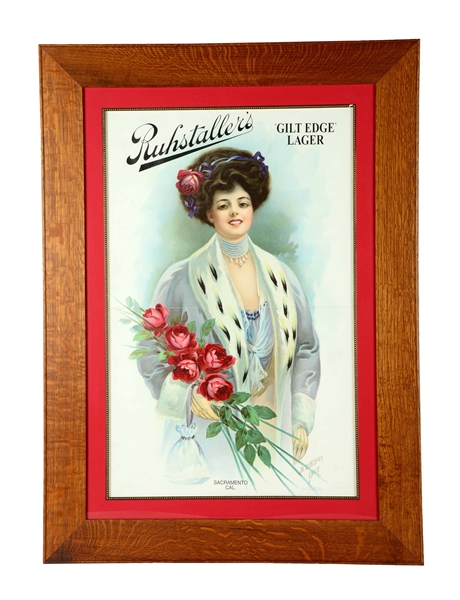 RUHSTALLERS "GILT EDGE LAGER" ADVERTISEMENT LITHOGRAPH. 