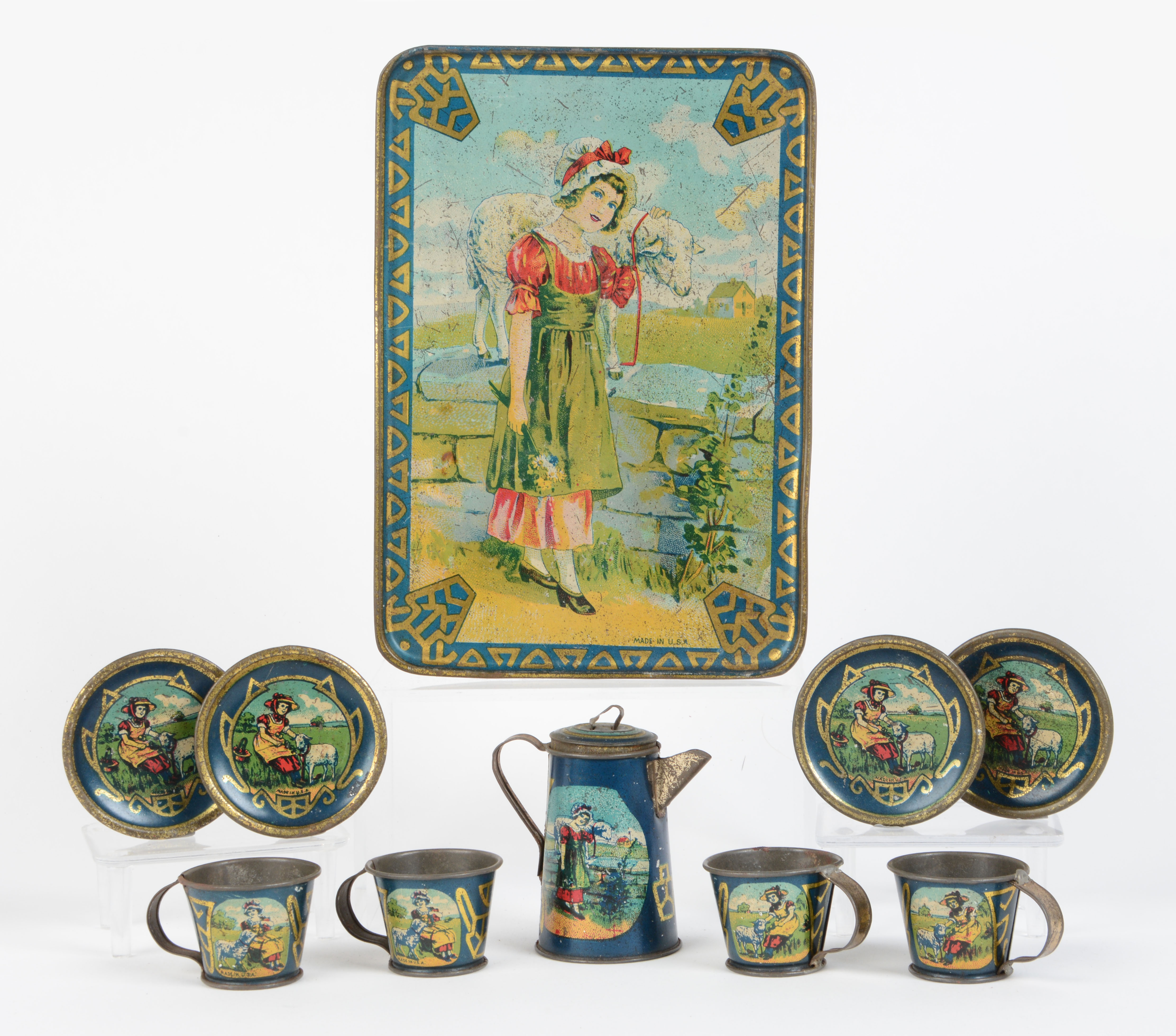 Lot Detail - AMERICAN MADE TIN TEA SET.