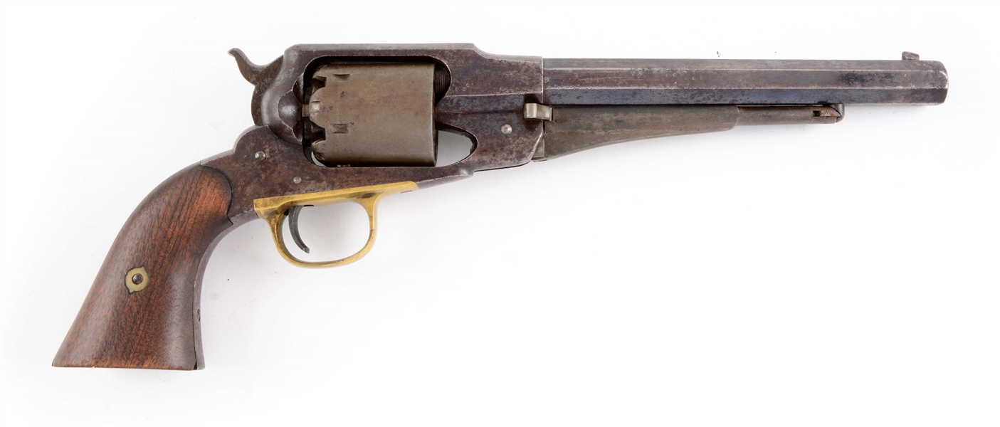 (A) CONFEDERATE IDED MARTIALLY MARKED REMINGTON MODEL 1858 ARMY REVOLVER WITH HOLSTER.