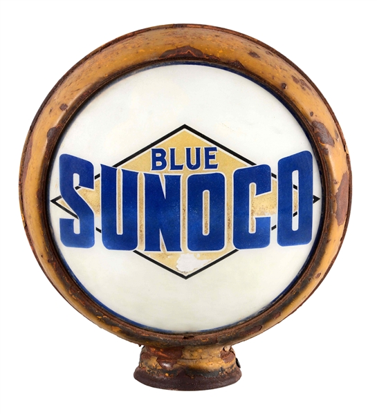 BLUE SUNOCO 15" SINGLE LENS IN ORIGINAL METAL BODY.