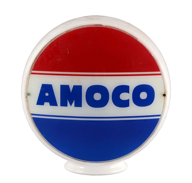 AMOCO 12-1/2" COMPLETE GLOBE ON MILK GLASS BODY.