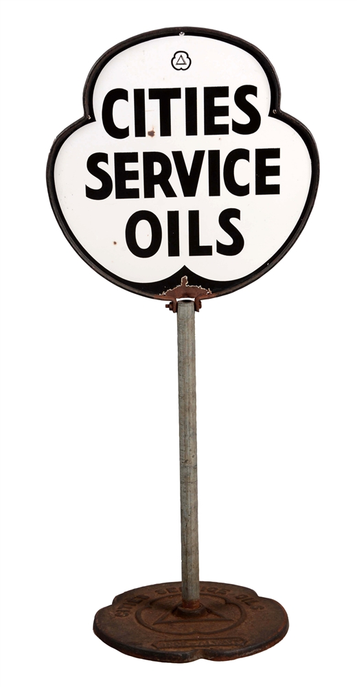 CITIES SERVICE OILS PORCELAIN LOLLIPOP SIGN.
