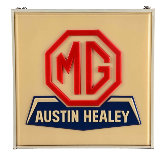 MG AUSIN HEALEY SERVICE EMBOSSED PLASTIC LIGHT UP DISPLAY SIGN.