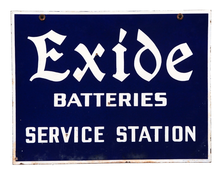 EXIDE BATTERIES SERVICE STATION PORCELAIN SIGN.