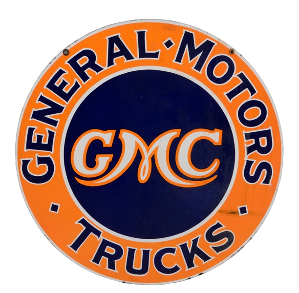 GENERAL MOTORS GMC TRUCKS PORCELAIN SIGN.