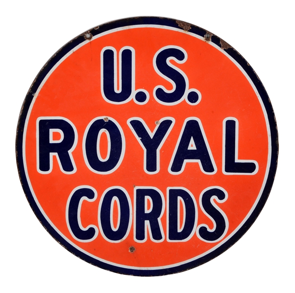 U.S. ROYAL CORDS TIRES PORCELAIN SIGN.