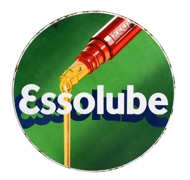 ESSOLUBE PORCELAIN CAN WITH POURING OIL GRAPHIC.