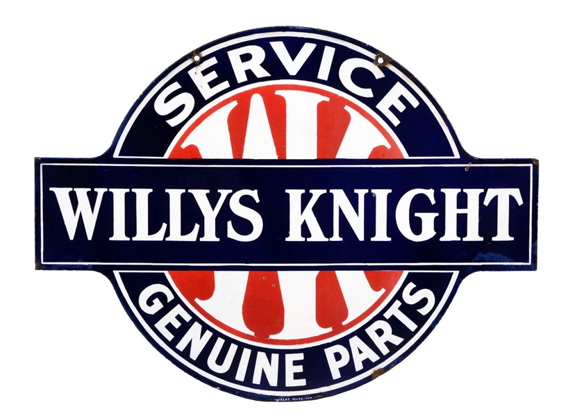 WILLYS KNIGHT SERVICE & GENUINE PARTS DEALERSHIP SIGN.