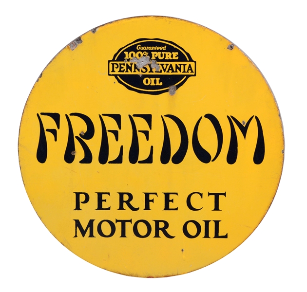 FREEDOM PERFECT MOTOR OIL PORCELAIN SIGN.