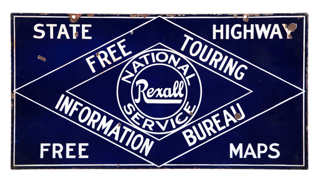 REXALL NATIONAL TOURING SERVICE PORCELAIN SIGN.