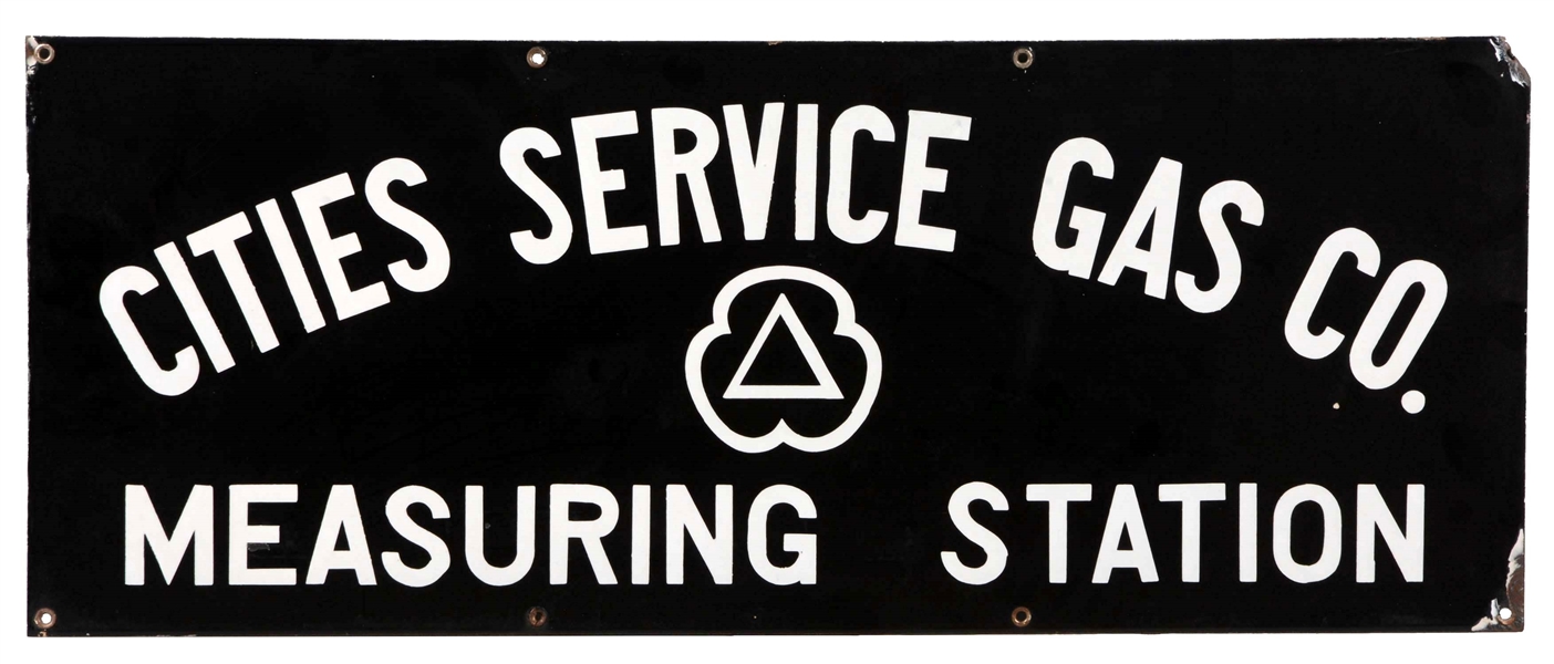 CITIES SERVICE GAS MEASURING STATION PORCELAIN SIGN.