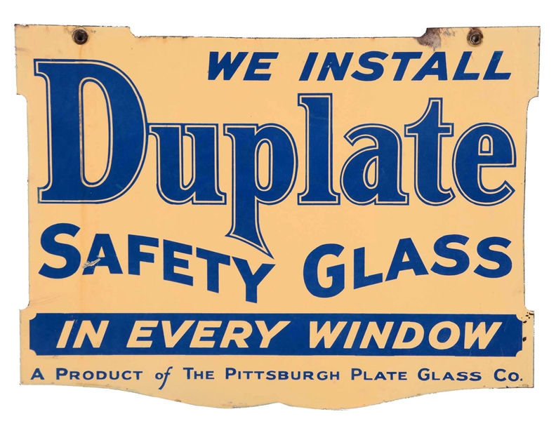 DUPLATE SAFTEY GLASS PORCELAIN SHIELD SIGN.