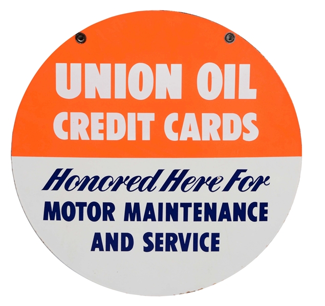 UNION 76 CREDIT CARDS HONORED HERE PORCELAIN SIGN.