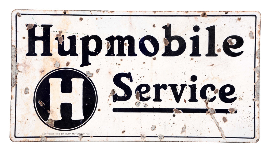 HUPMOBILE SERVICE PORCELAIN SIGN.