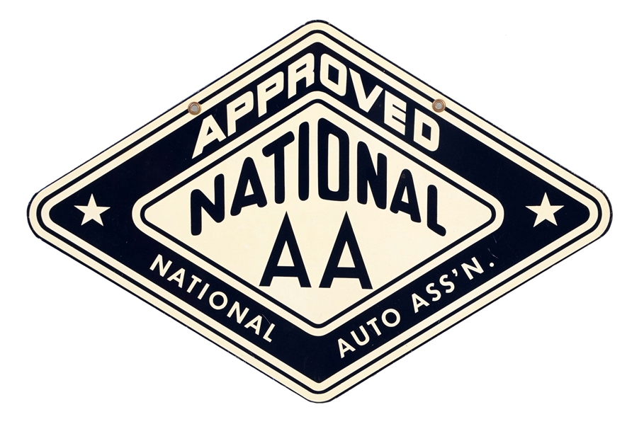 NATIONAL AUTO ASSOCIATION APPROVED STATION TIN SIGN.