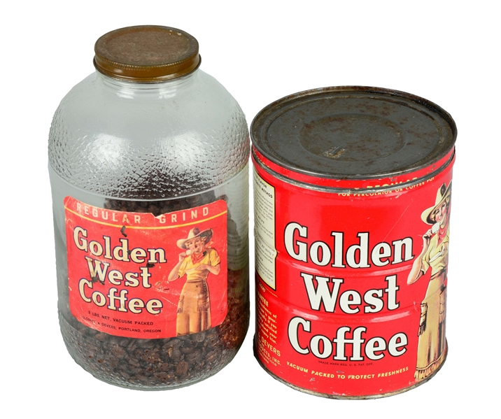 LOT OF 2: GOLDEN WEST COFFEE CONTAINERS.