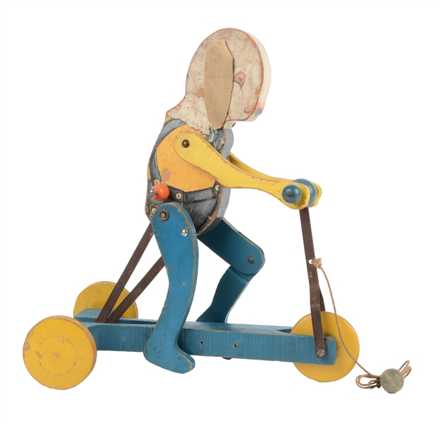 EXTREMELY RARE FISHER PRICE PAPER ON WOOD NO. 105 BUNNY SCOOT.