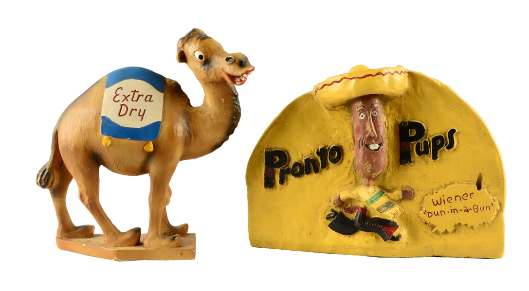 EXTRA DRY CAMEL & PRONTO PUPS ADVERTISING FIGURES.