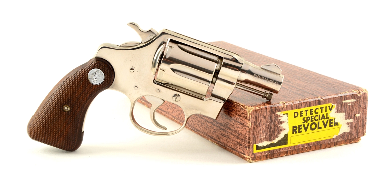 (C) BOXED FACTORY NICKEL COLT DETECTIVE SPECIAL DOUBLE ACTION REVOLVER.