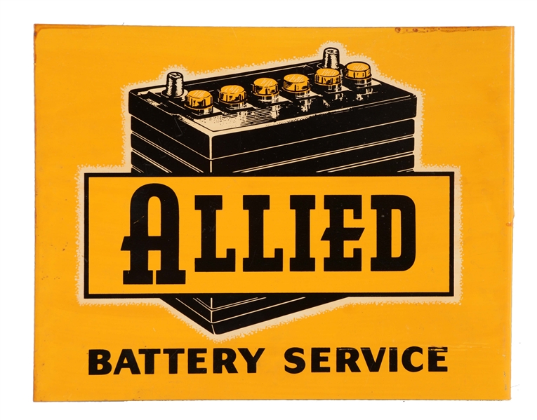 ALLIED BATTERY SERVICE TIN FLANGE SIGN.