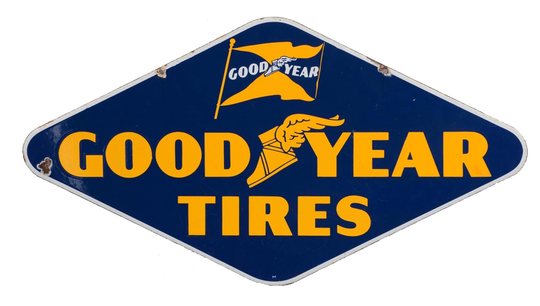 GOOD YEAR TIRES PORCELAIN DIAMOND SHAPED SIGN.
