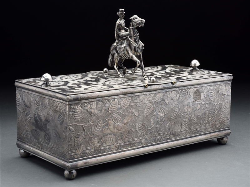 DERBY EQUESTRIAN STERLING SILVER HUMIDOR.