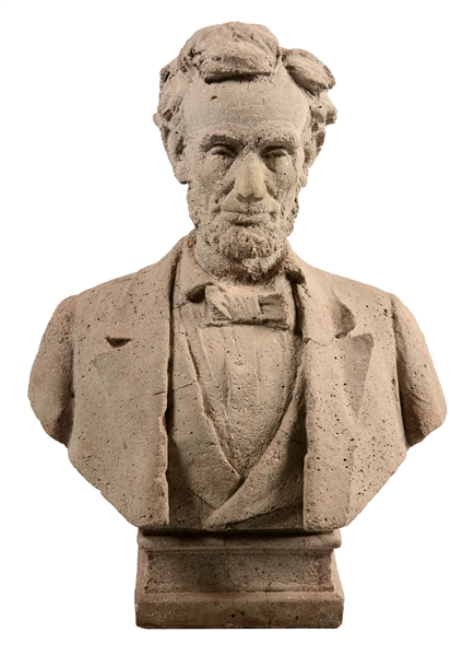 STONE OR CEMENT BUST OF ABRAHAM LINCOLN.
