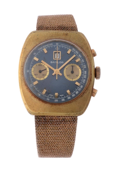 VINTAGE BAYLOR YELLOW GOLD FILLED CHRONOGRAPH WRISTWATCH.