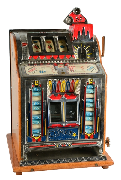 **5¢ PACE MFG. COMET DEFERRED PAY FRONT VENDER SLOT MACHINE.