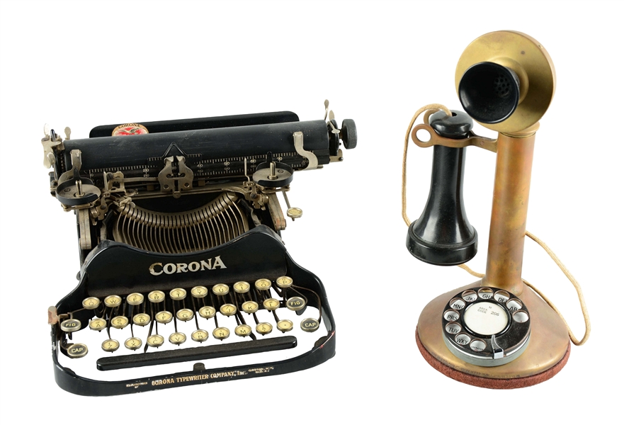 LOT OF 2: TELEPHONE AND TYPEWRITER. 
