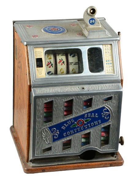 **5¢ WATLING BABY BELL FRONT VENDER "BLUE SEAL CONFECTIONS" SLOT MACHINE.