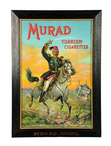 MURAD TURKISH CIGARETTES LITHOGRAPH WITH ORIGINAL FRAME.