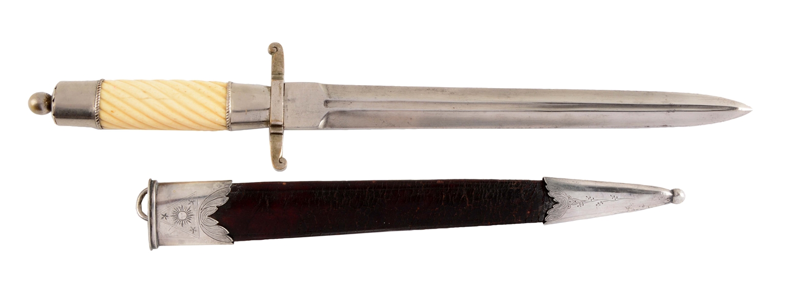 A SILVER MOUNTED EUROPEAN DIRK WITH SCABBARD.