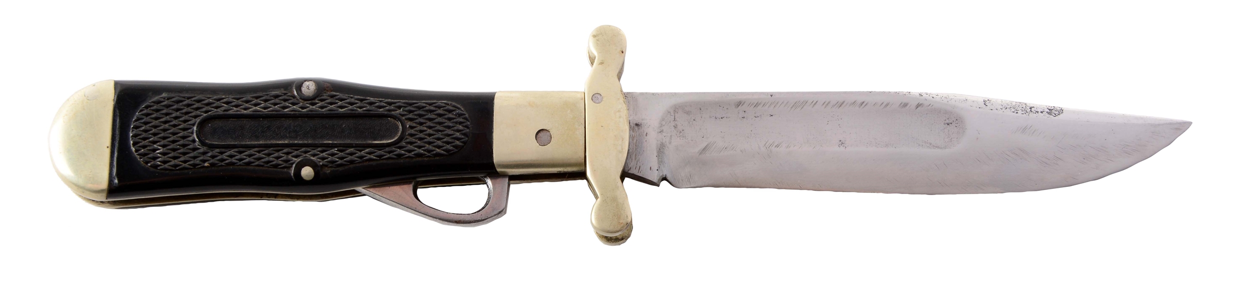 M.S.A. CO. GLADSTONE EARLY FOLDING SAFETY HUNTER KNIFE.