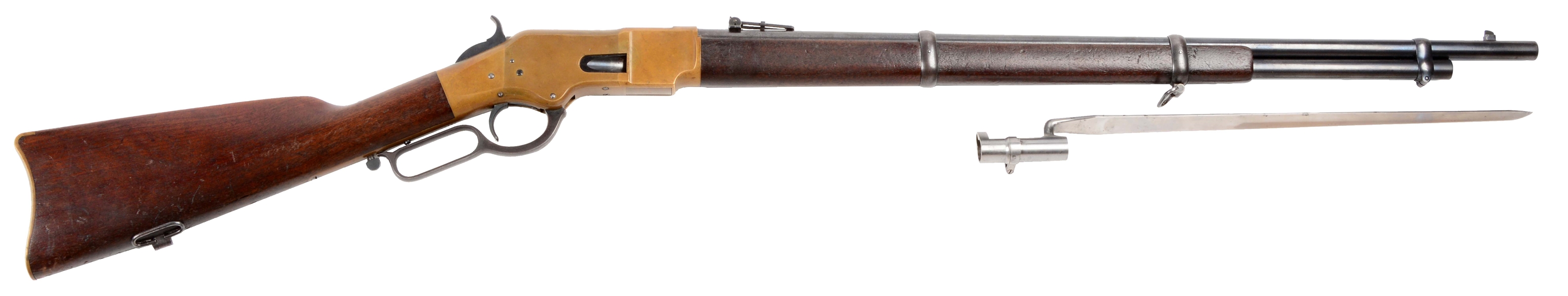 (A) WINCHESTER MODEL 1866 LEVER ACTION MUSKET WITH BAYONET.