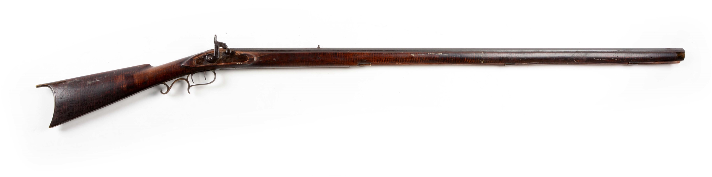 (A) FULLSTOCK PERCUSSION KENTUCKY RIFLE BY LOWER MADE FOR INDIAN TRADE.