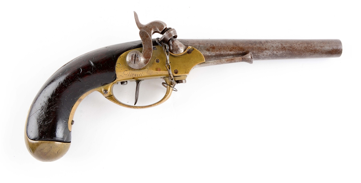 (A) FRENCH MODEL 1777 ST. ETIENNE SINGLE SHOT PERCUSSION PISTOL.