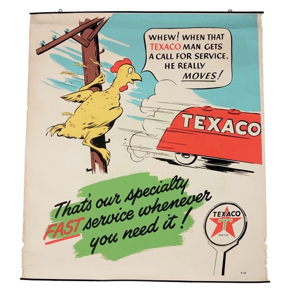LOT OF 2: TEXACO GASOLINE & MOTOR OIL PAPER POSTERS. 