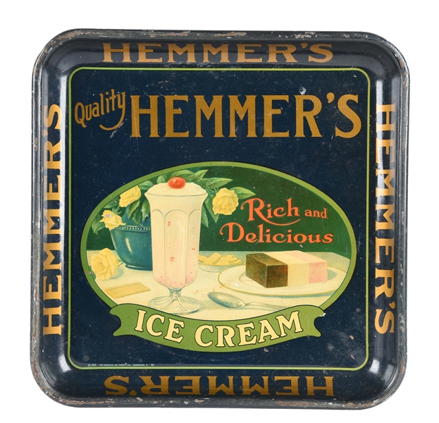 HEMMERS ICE CREAM TIN SERVING TRAY. 