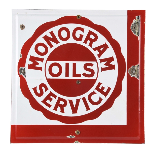 MONOGRAM OILS SERVICE PORCELAIN SIGN. 