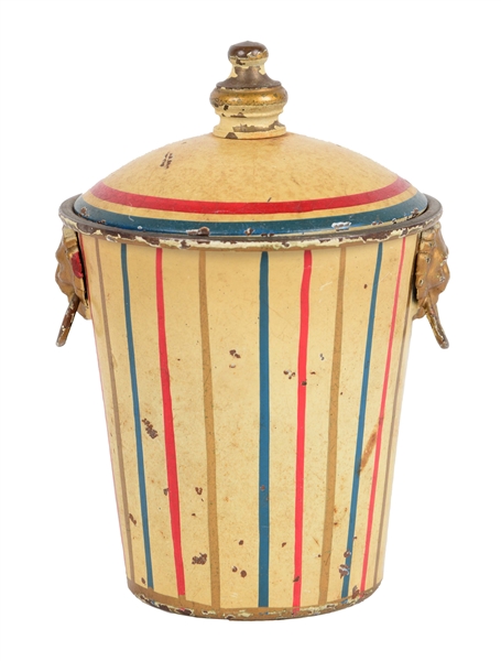 GERMAN HAND PAINTED PRE-WAR TOY GARBAGE CAN. 