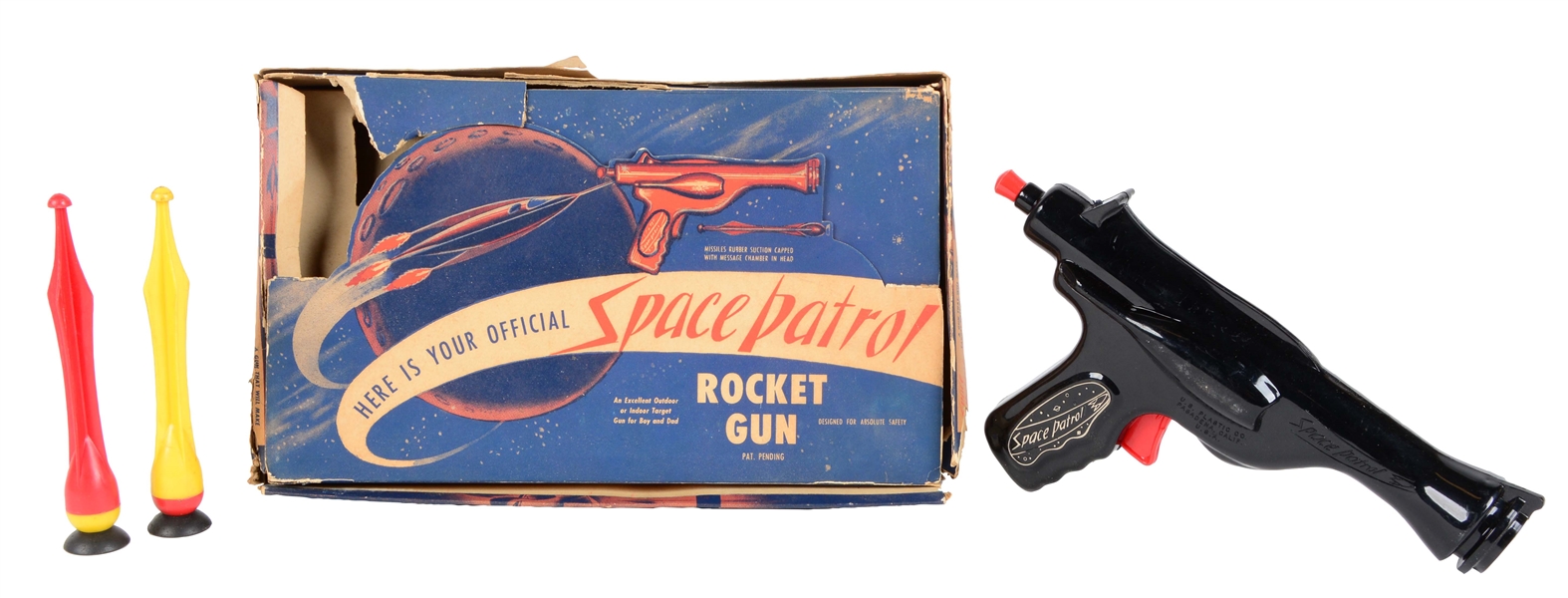 OFFICIAL SPACE PATROL ROCKET GUN IN ORIGINAL BOX. 