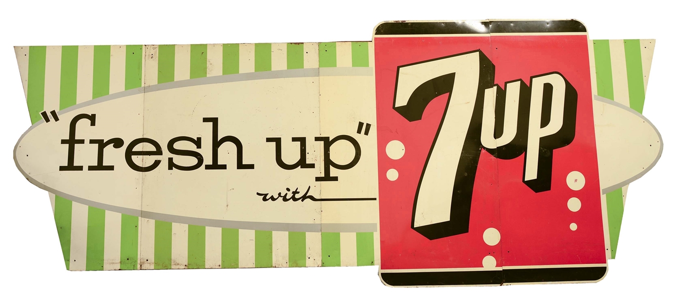 LARGE "FRESH UP WITH 7UP" DIE-CUT ADVERTISING SIGN.